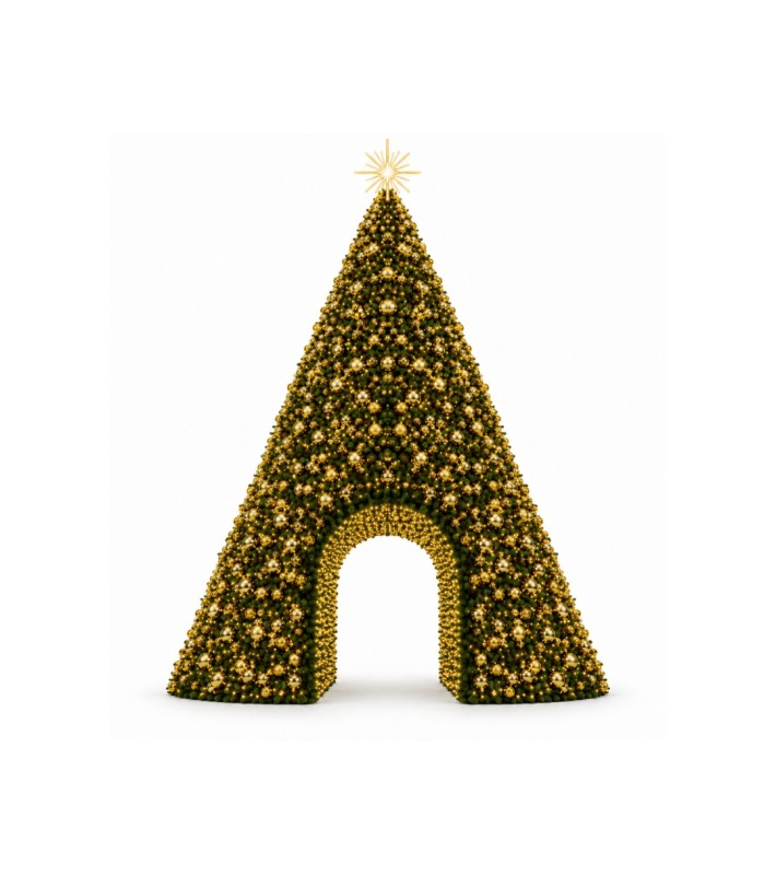 Giant Christmas Tree With Star-Door-Balls( Silver/Gold Balls -8/10cm) - W.White Led -12M Giant Christmas Tree With Star-Door-Balls( Silver/Gold Balls -8/10cm) - W.White Led -12M