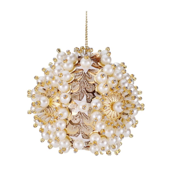 Ornament Ball - Trim Pearl - Gold - D8cm Ornament Ball - Trim Pearl - Gold - D8cm