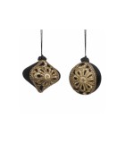 Fabric Jewel Flower Ball/Onion Orn. (2 Ass.) - Black/Gold - 10Cm Fabric Jewel Flower Ball/Onion Orn. (2 Ass.) - Black/Gold - 10Cm