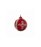 Fabric Jewel Cross Ball Ornament - Red/Multi/Gold - 10Cm Fabric Jewel Cross Ball Ornament - Red/Multi/Gold - 10Cm