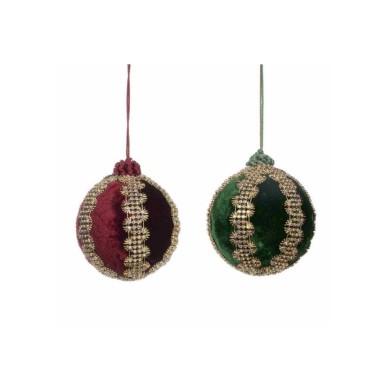 Jewel Zigzag Trim Ball Ornament (2 Ass) - Burgundy/Green - 10Cm Jewel Zigzag Trim Ball Ornament (2 Ass) - Burgundy/Green - 10Cm
