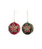 Jewel Flower Ball Ornament (2 Ass) - Red/Green - 10Cm Jewel Flower Ball Ornament (2 Ass) - Red/Green - 10Cm