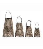 SOLAR LAMP SET 4 FIBER METAL - NATURAL - 24X24X44CM