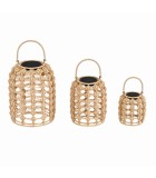 Solar Lamp Set 3 Fiber Metal - Natural - 26X26X32Cm Solar Lamp Set 3 Fiber Metal - Natural - 26X26X32Cm