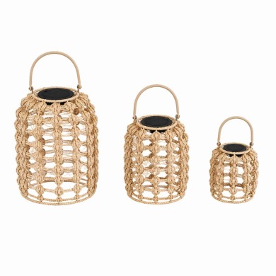 Solar Lamp Set 3 Fiber Metal - Natural - 26X26X32Cm Solar Lamp Set 3 Fiber Metal - Natural - 26X26X32Cm
