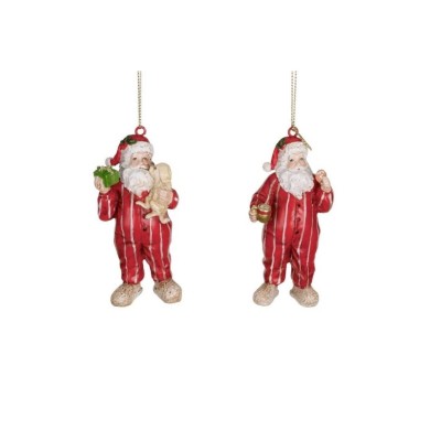 Bedtime Santa In Pyjamas Orn. (2 Ass) - Red/White - 10Cm Bedtime Santa In Pyjamas Orn. (2 Ass) - Red/White - 10Cm