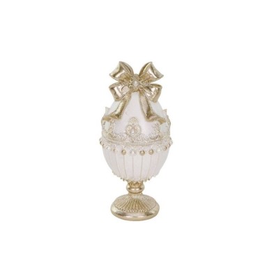 Pearl Egg With Bow On Stand - Cream/Gold - 30,5Cm