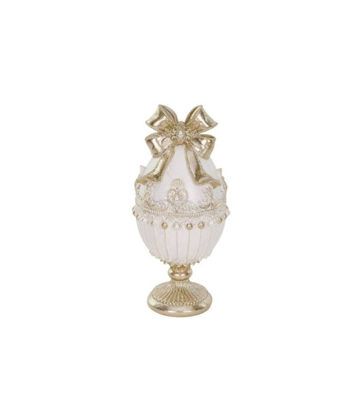 Pearl Egg With Bow On Stand - Cream/Gold - 30,5Cm Pearl Egg With Bow On Stand - Cream/Gold - 30,5Cm