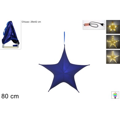 Decorative Hanging Star Foldable with Lights - Laminated Blue 110cm Decorative Hanging Star Foldable with Lights - Laminated Blue 110cm