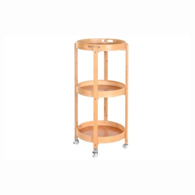 WAITRESS TROLLEY 3 SHELVES WITH WHEELS - NATURAL - 44X44X90CM
