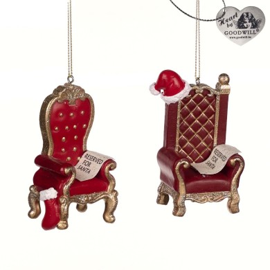 Ornament Chair - Throne - Red/Gold - 9cm (2 assorted designs)