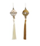 Ornament Ball - Jewel - White/Gold  - 19cm (2 assorted designs)