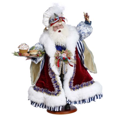 Decorative Santa - Baker - Burgundy/Blue - 58cm