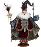Decorative Santa - Peacock Jewel - Burgundy/Blue - 22cm