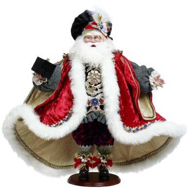 Decorative Santa - Diamonds - Burgundy/Blue