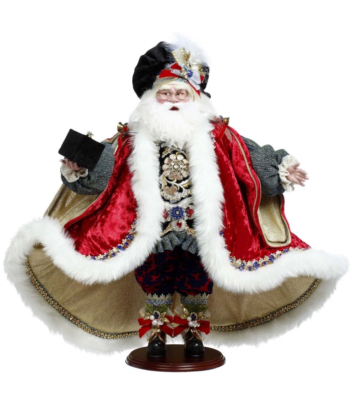 Decorative Santa - Diamonds - Burgundy/Blue Decorative Santa - Diamonds - Burgundy/Blue