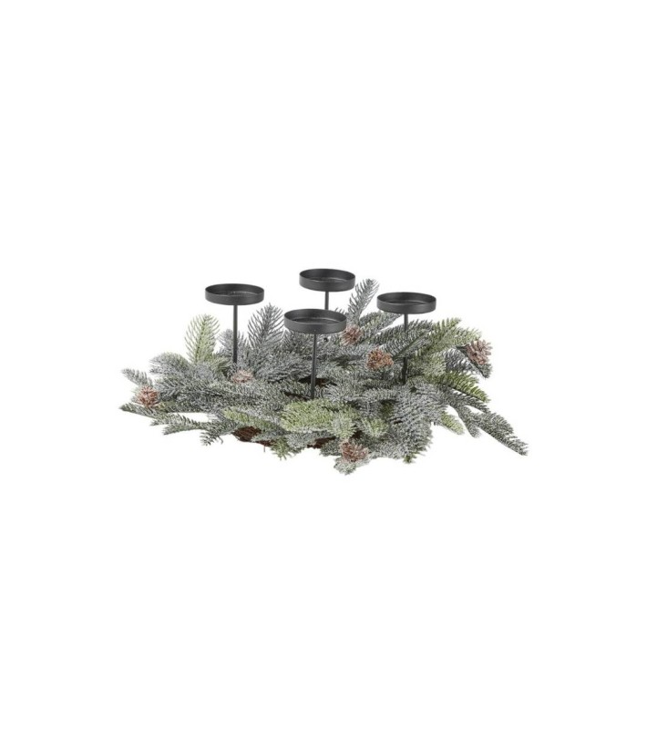 Christmas Tealight Holder Centerpiece - Sherwood Pine - Frosted Green - Ø42Cm Christmas Tealight Holder Centerpiece - Sherwood Pine - Frosted Green - Ø42Cm