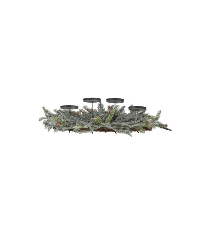 Christmas Tealight Holder Centerpiece - Sherwood Pine - Frosted Green - 75X30Cm Christmas Tealight Holder Centerpiece - Sherwood Pine - Frosted Green - 75X30Cm