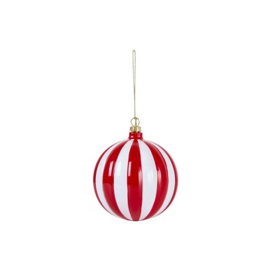 Christmas Tree Ornament Bauble - Red & White - 11.5Cm Christmas Tree Ornament Bauble - Red & White - 11.5Cm