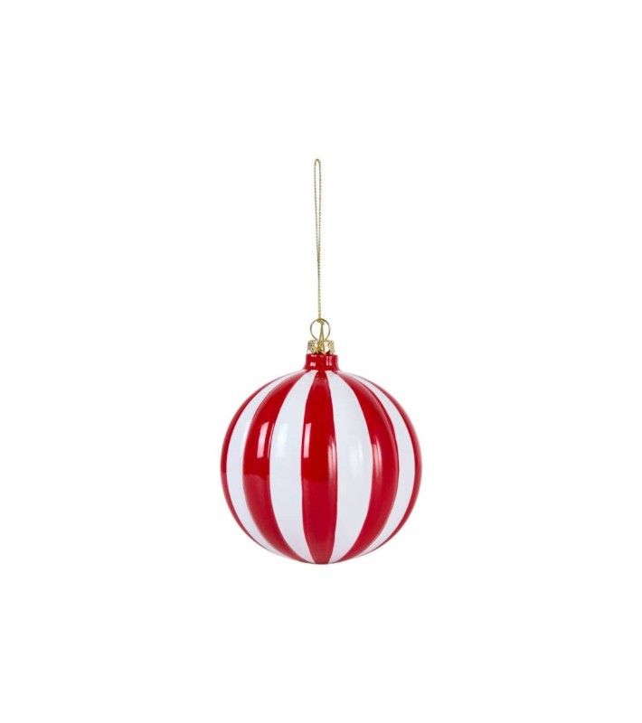 Christmas Tree Ornament Bauble - Red & White - 11.5Cm Christmas Tree Ornament Bauble - Red & White - 11.5Cm