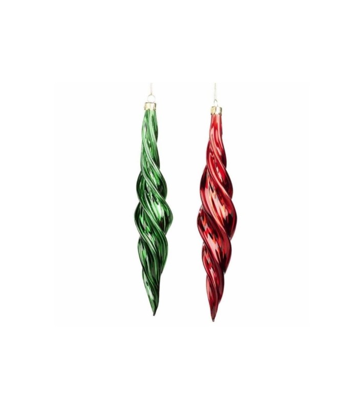 Twist Icicle Ornament (2 Assorted) - Green/Red - 24Cm Twist Icicle Ornament (2 Assorted) - Green/Red - 24Cm