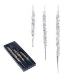 Ornement Drop Set - Frozen - Clear - H15/20/25cm (3 pcs)