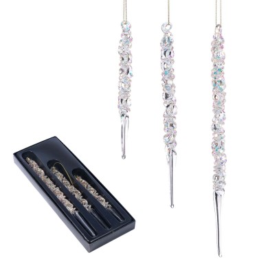 Ornement Drop Set - Frozen - Clear - H15/20/25cm (3 pcs) Ornement Drop Set - Frozen - Clear - H15/20/25cm (3 pcs)
