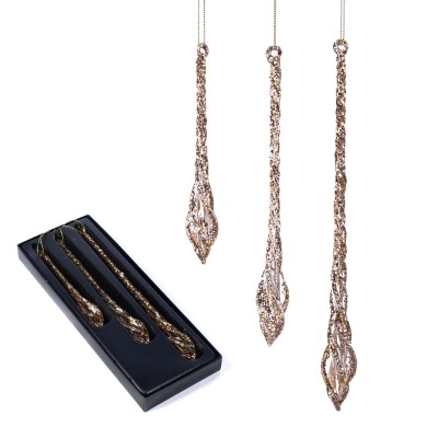 Ornement Drop Set - Glitter Gold - H15/20/25cm (3 pcs) Ornement Drop Set - Glitter Gold - H15/20/25cm (3 pcs)