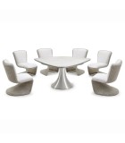 Triangular Table and 6 Armless Chairs with integraded MarinPLUS Leather Set tables and chairs