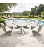 Triangular Table and 6 Armless Chairs with integraded MarinPLUS Leather Set tables and chairs