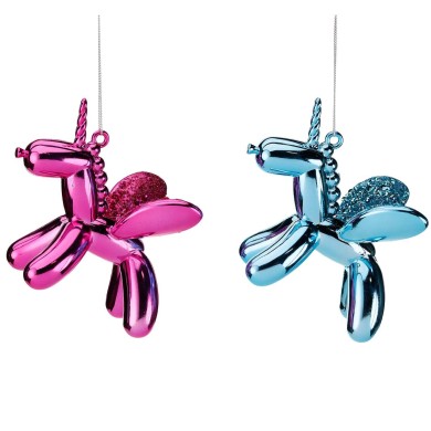 Ornament Unicorn - Balloon - Blue/Pink - 11cm ( 2 assorted designs)