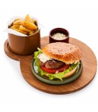 Sharing Set with Hamburger Board & 3 Bowls - Acacia Wood - 29 × 24 × H9 cm Sharing Set with Hamburger Board & 3 Bowls - Acacia Wood - 29 × 24 × H9 cm