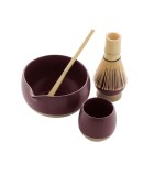 Matcha Set with Bamboo Whisk & Stoneware Accessories - Burgundy - 19 × 19 × H8 cm Matcha Set with Bamboo Whisk & Stoneware Accessories - Burgundy - 19 × 19 × H8 cm