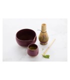 Matcha Set with Bamboo Whisk & Stoneware Accessories - Burgundy - 19 × 19 × H8 cm Matcha Set with Bamboo Whisk & Stoneware Accessories - Burgundy - 19 × 19 × H8 cm