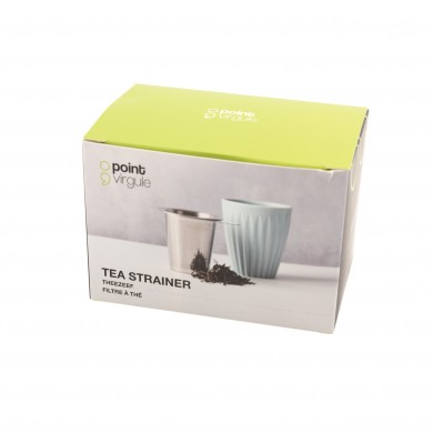 Tea Stainer with drip tray  - Stainless Steel 12.6x7.1x7.5cm