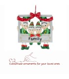 Customade Ornament - Family frame 4 - Gren/Red