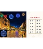 Three-dimensional luminous aluminum ball D90cm with microlamps, floor or pendant