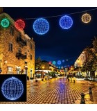 Three-dimensional luminous aluminum ball D90cm with microlamps, floor or pendant