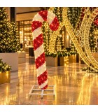 Small Led Candy Cane Decoration - Red/White - 40X10X120Cm Small Led Candy Cane Decoration - Red/White - 40X10X120Cm