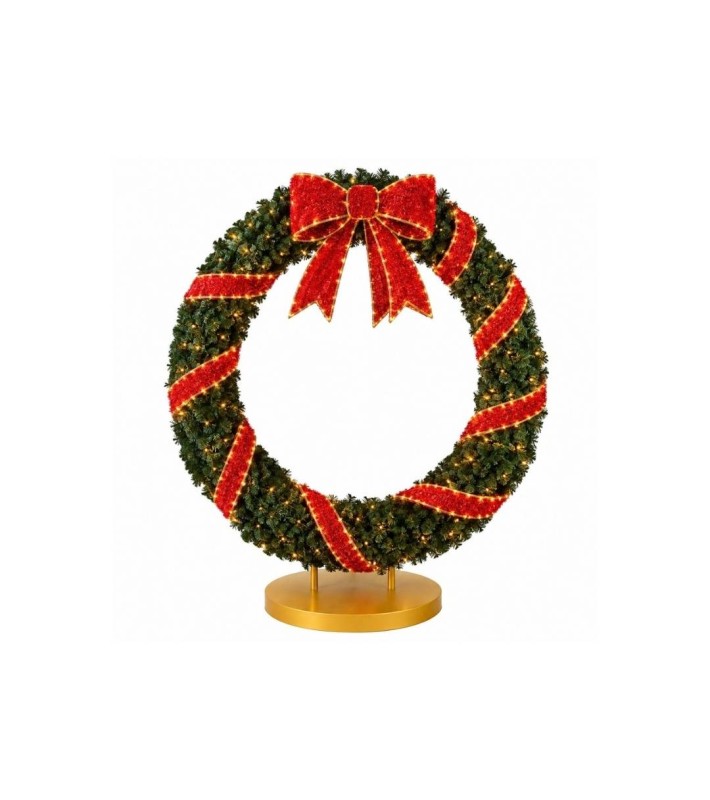 3D Bowknot Wreath Led - Green/Red/Gold - 200X28X200Cm 3D Bowknot Wreath Led - Green/Red/Gold - 200X28X200Cm