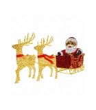 Giant 3D Santa Sleigh With Reindeer Led - Gold/Red/Warm White - 450X120XH200cm