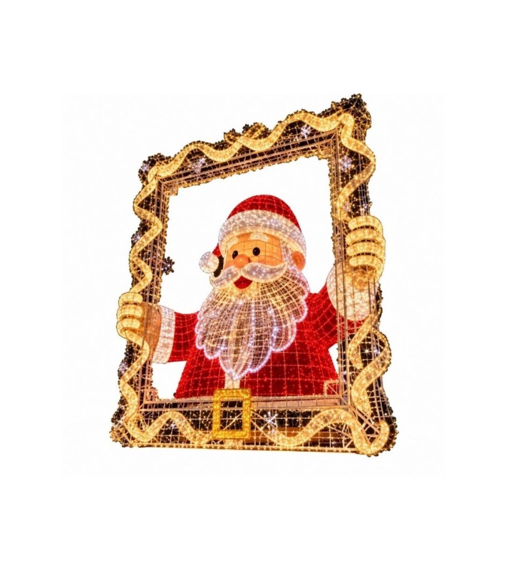 Giant Santa Photo Frame Led - Red/White/Warm White - 400X80X400Cm Giant Santa Photo Frame Led - Red/White/Warm White - 400X80X400Cm