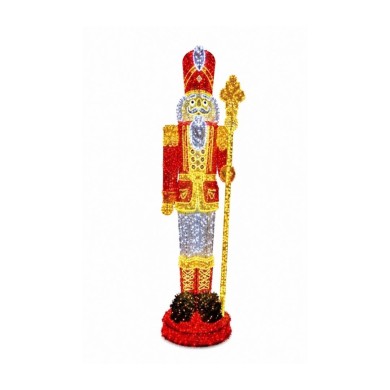 Giant Nutcracker Led Decoration - Red/Gold/White - 80X60X300Cm Giant Nutcracker Led Decoration - Red/Gold/White - 80X60X300Cm