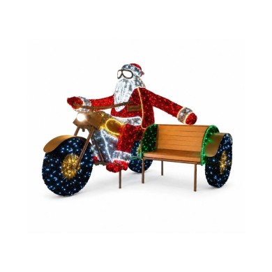 Giant 3D Santa Claus on Bike With Side Seat - Color Led Lights - L2.5 x W1.2 X H2.5M