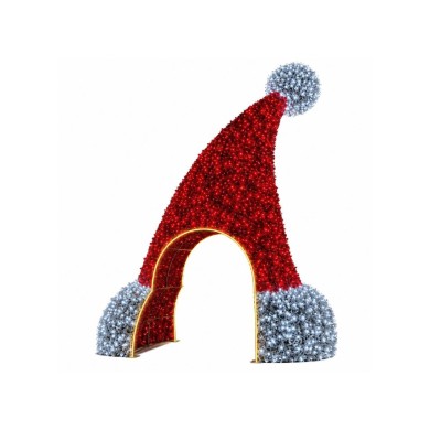 Indoor/Outdoor 3D Christmas Hat Motif Light - Warm White/Red/White LED-150×78×H300 cm Indoor/Outdoor 3D Christmas Hat Motif Light - Warm White/Red/White LED-150×78×H300 cm