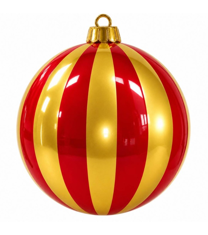 Indoor & Outdoor 3D Fiberglass Christmas Ball Resin & Fiberglass - Red/Gold - Ø120 cm Indoor & Outdoor 3D Fiberglass Christmas Ball Resin & Fiberglass - Red/Gold - Ø120 cm