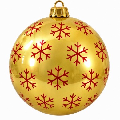 Indoor & Outdoor 3D Christmas Ball Resin & Fiberglass - Gold With Red Flakes - Ø120 cm