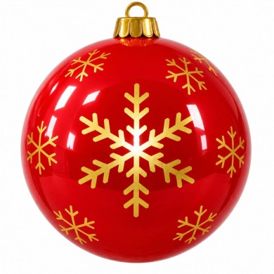Indoor & Outdoor 3D Christmas Ball Resin & Fiberglass - Red With Gold Premium Flakes - Ø120 cm