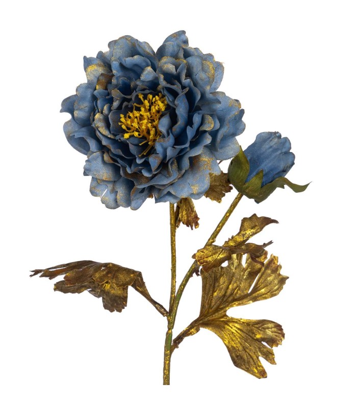 Decorative Flower - Magnolia - Blue/Gold - 59cm Decorative Flower - Magnolia - Blue/Gold - 59cm