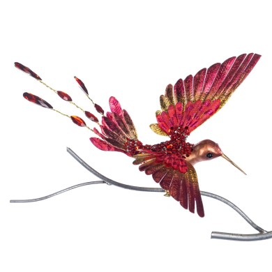 Decorative Bird with clip - Jewel Hummingbird - Red - 20,5cm Decorative Bird with clip - Jewel Hummingbird - Red - 20,5cm